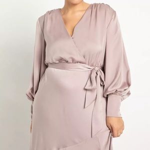 Plus-size Eloquii Pink Satin Maxi Dress